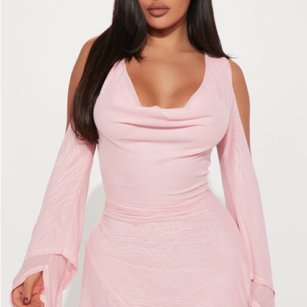 Fashion Nova Light Pink Draped Dress